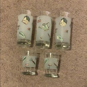 Garden Themed Set of 5 Drinking Glasses